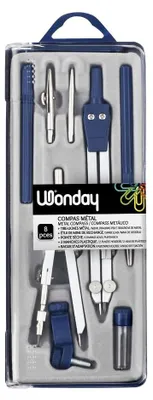 Produktbild von WONDAY - Zirkel, 8-teiliges Set, Balluster-Technik mit Linienzieher + Trockenspi