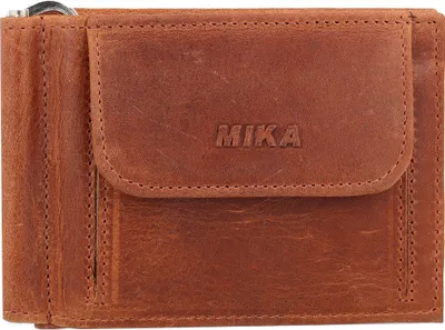 Produktbild von Mika Geldbörse Querformat mit Geldklammer RFID mit Datenschutzfolie Leder braun ca. 11 x 8 x 2,5 cm 42228