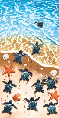 Produktbild von FEBE Strandtuch XXL 100x180 cm Schildkröten Badetuch Groß 100% Mikrofaser Handtuch Stranddecke Sommer-Handtüch