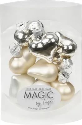 Produktbild von Christbaumschmuck Herz Glas 4cm, 8 Stück, Farbe:Cloud Dancer - weiß elfenbein champagner
