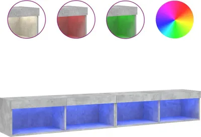 Produktbild von vidaXL TV-Schränke mit LED-Leuchten 2 Stk. Betongrau 100x30x30 cm