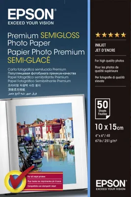 Image de Epson Premium Semigloss Photo Paper 10x15, 50 feuilles 251 g
