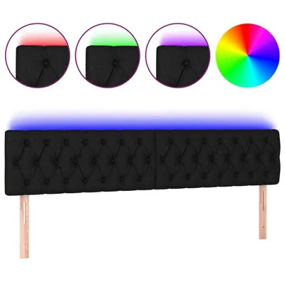 Produktbild von vidaXL LED Kopfteil Schwarz 200x7x78/88 cm Stoff