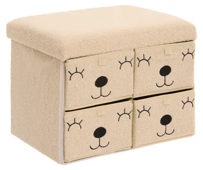 Produktbild von Klappbarer kindersitzsack ezzio beige 4 schubladen 39x38x50 cm  - Atmosphera créateur d'intérieur