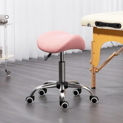 Produktbild von Rollhocker höhenverstellbar, 360° drehbar, Arbeitshocker Bürohocker, Rosa | 49–61 cm Sitzhöhe | PolyurethanSitzfläche | bis 4,2 kg