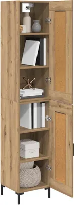 Image de vidaXL Highboard Chêne Artisan 34,5 x 34 x 180 cm Matériau dérivé du bois