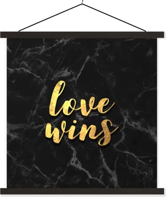 Produktbild von MuchoWow® Textilposter Zitat - Liebe - Marmor - Gold 40x40 cm mit schwarzem Rahmen - Fotos