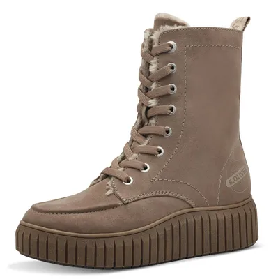 Image de Bottines d'hiver pour femmes s.Oliver, à lacets, doublées, en matériaux vegan, couleur marron (taupe), taille 4