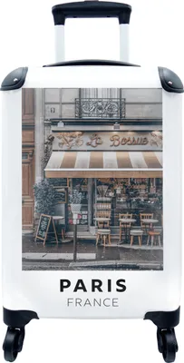 Produktbild von MuchoWow® MuchoWow® Koffer Handgepäck Trolley Rollkoffer Kleine Reisekoffer mit 4 Rollen - Paris - Frankreich - Cafe - Cabin Size < 55x40x23 cm & 55x40x20 cm - Fotokoffer - Kabinenkoffer - Boardgepäck