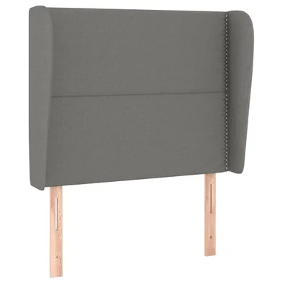 Image de vidaXL Tête de lit avec oreilles gris foncé 103x23x118/128 cm Tissu