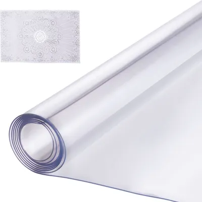 Zdjęcie produktu dla Plastikowy obrus VEVOR, 137,2 x 137,2 cm, grubość 1,5 mm, przezroczysty ochraniacz stołu, kwadratowa podkładka na biurko z PVC, wodoodporna i łatwa do czyszczenia podkładka na biurko, obrus, do biura, komody, stołu w jadalni, stolika nocnego