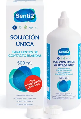 Image de Solution UNIQUE à base d'acide hyaluronique + porte-lentilles 500ml