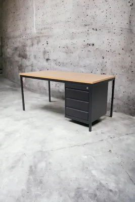 Produktbild von Schreibtisch, Arbeitstisch,Tisch inkl. Unterbaucontainer 3 Schübe 140 cmx80 cmx75 cm schwarz/Buche