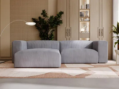 Produktbild von GrainGold Ecksofa L-Form Links Landi - Moderne Cord Ecksofa, Wohnzimmer Ecksofa - Eckcouch Grau (Lincoln 85)