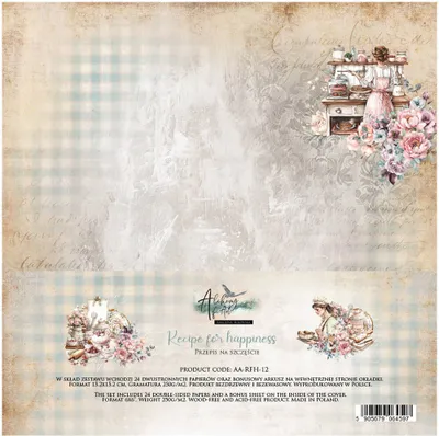 Immagine prodotto di ALCHIMIA DELL'ARTE 24 fogli 15x15cm bifacciali per scrapbooking, Ricetta per la felicità
