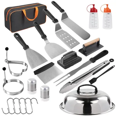 Immagine prodotto di Set di accessori per barbecue da 23 pezzi, utensili per barbecue con custodia per il barbecue all'aperto