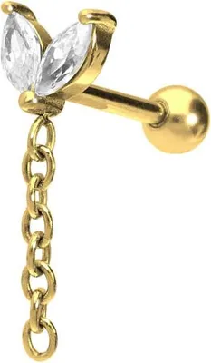 Produktbild von Ohrpiercing Chirurgenstahl Ohrpiercing KNOSPE + KETTE
