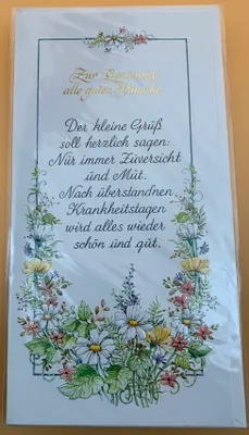 Produktbild von Genesung - Glückwunschkarte im Format 10,5 x 21 cm mit Briefumschlag