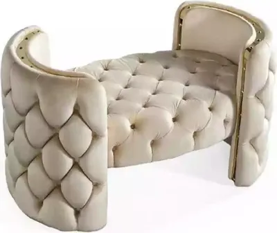 Image de Tabouret moderne, pieds rembourrés, meuble de salon, blanc, design, ottoman