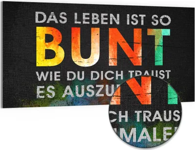 Produktbild von DEQORI Hybrid Leinwand Bild 100x50 cm 'Lebensbunte Vielfalt' Wandbild Glas flach modern