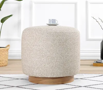 Produktbild von Hanah Home, Cheriton Puf - Beige, Sitzpuff, 50 % BAUMWOLLE / 50 % LEINEN, Beige, 45 x 45 x 42 cm