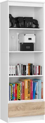 Immagine prodotto di Scaffale con cassetto VALESTRA - bianco / rovere sonoma