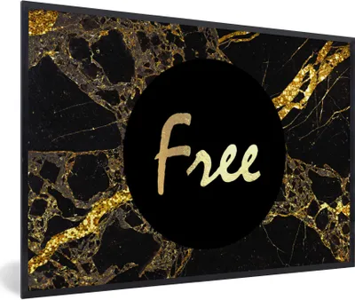 Produktbild von MuchoWow® Gerahmtes Poster Zitate -  - Gold - Marmor 60x40 cm - Poster mit Schwarzem Bilderrahmen Wandposter Rahmen Foto Bilder - Printing - Wanddeko Schlafzimmer