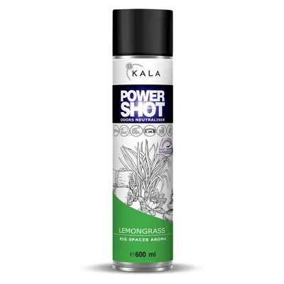 Produktbild von KALA - Geruchsneutralisierer für Räume POWER SHOT, Geruchsentferner für Große Flächen ca. 200 m3, Lufterfrischer mit Aktiver Neutralisator für alle Räume - Duft Lemon Grass, 600 ml