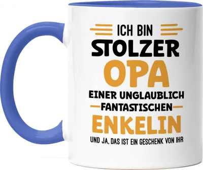 Produktbild von Ich bin stolzer Opa Tasse Blau Geschenk Geburtstag Weihnachten Enkelin