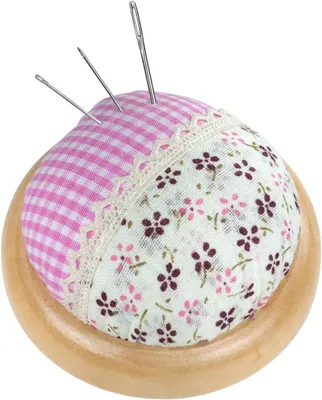 Productafbeelding van Vintage Bloemen Speldenkussen Ø 7 cm - Licht Houten Bord