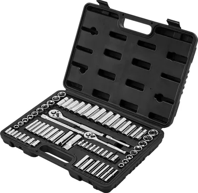 Immagine prodotto di SucceBuy Set di chiavi a bussola da 69 pezzi con attacco da 9,5 mm e 6,4 mm, misure SAE e metriche, profonde e standard, compresi accessori e valigetta, in acciaio legato CR-V