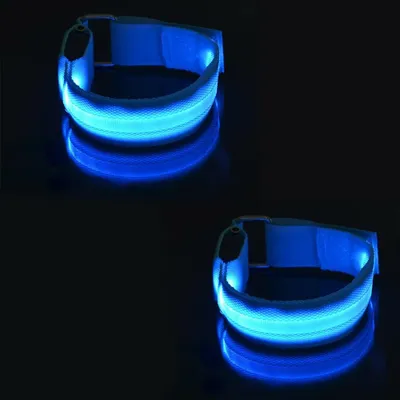 Productafbeelding van Led armband oplaadbaar - Set van 2 - Reflecterend - Blauw