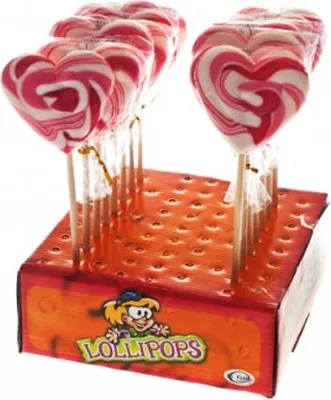 Produktbild von Herz Lolly rot weiß rosa Liebeslolly in Herzform 45g Display