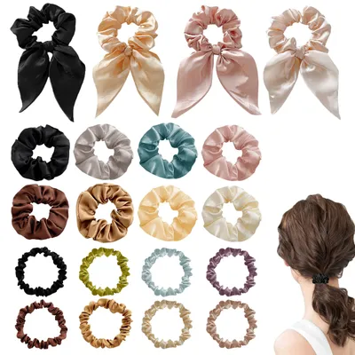 Imagen del producto de Elásticos para el pelo de satén, 20 unidades, de varios colores, para mujer