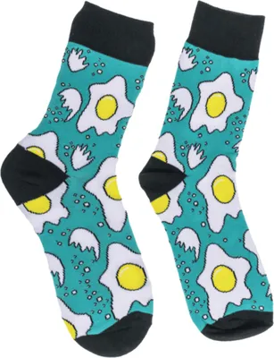 Produktbild von Socken „Eier im Spiegeleiformat“ – Geschenk für Köche und Fans von Rührei – Größe 42-46