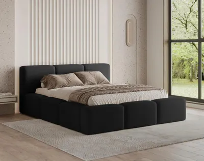 Produktbild von Chilly Möbel Design Polsterbett Como Schwarz Bouclé-Stoff 180x200 cm mit Stauraum