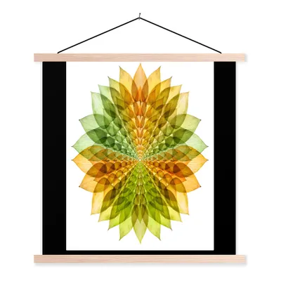 Produktbild von MuchoWow® Textilposter Grünes und gelbes Mandala auf weißem Hintergrund 40x40 cm mit holzfarbenen Rahmen - Posterleiste