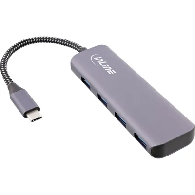Obrázek produktu pro InLine 33271R, USB 3.2 Gen 1 (3.1 Gen 1) Type-C, USB 3.2 Gen 1 (3.1 Gen 1) Type-A, Šedá, Kulatý kabel, 0,175 m, USB