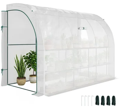 Produktbild von Outsunny Gewächshaus mit Regale, Fenster, winterfest Foliengewächshaus aus Stahl