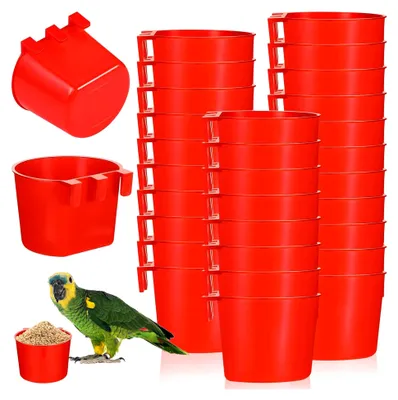 Produktbild von 30 Stück Käfigbecher für Vögel, Futter- und Wasserspender aus Kunststoff für kleine Tiere