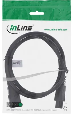 Produktbild von InLine Netzkabel, C14 Kupplung auf C5 Stecker, schwarz, 2m, 2 m, IEC C14, IEC C5, H05VV-F 3G 1