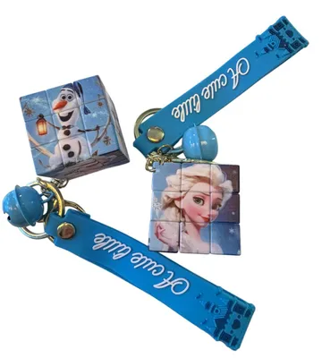 Produktbild von Mini Würfel Frozen die Eiskönigin 3,5 x 3,5 cm Schlüsselanhänger mit Glocke und Motivwürfel Cubix Zauberwürfel für Kinder Geschenke