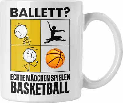 Produktbild von Trendation - Basketball Mädchen Tasse Sport Geschenk Frauen Echte Mädchen Spielen Basketball-Spielerin (Weiß)