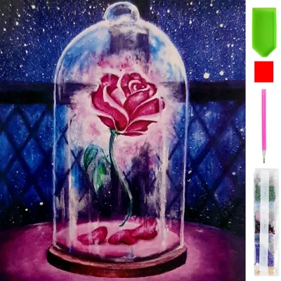Produktbild von Malen nach Zahlen 5d Diamond Painting Rose im Glas Malen nach Zahlen 30x30cm
