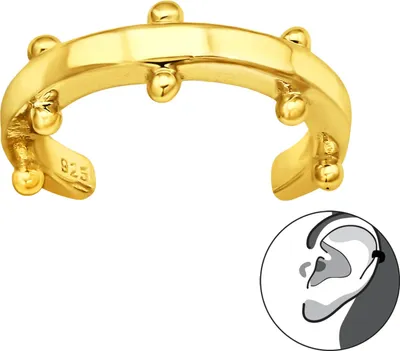 Produktbild von 925 Sterling Silber vergoldete kugelgemusterte Ohrmanschette Ear Cuff Ohrklemme