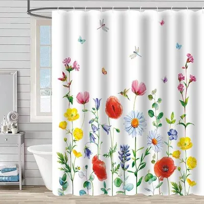 Produktbild von Unyqoos® Minimalistischer Duschvorhangstoff 180 x 180 cm Anti-Schimmel Wasserdichter Badevorhang mit Ringen