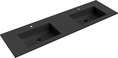 Produktbild von Mexen Otis Doppelte Einbauwaschbecken zur Arbeitsplatte 161 x 46,5 cm, Schwarz Matt - 25181671D