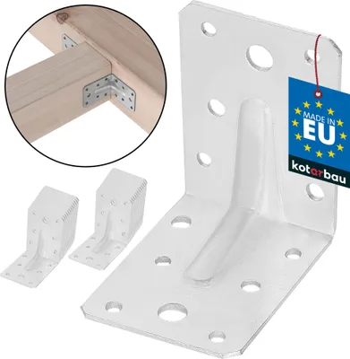 Produktbild von KOTARBAU® Winkelverbinder 75 x 75 x 55 mm mit Rippe Sicke Lochwinkel Bauwinkel Holzverbinder Balkenwinkel Verbinder Winkel  Silber 25 Stk.