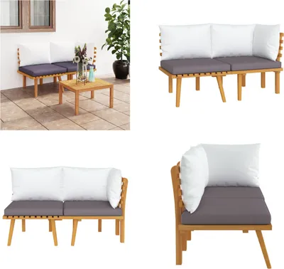 Obrázek produktu pro vidaXL 2 ks zahradní lounge set s polštáři z masivního dřeva akácie - zahradní lounge set - zahradní lounge - sety - dřevěný lounge - set - dřevěný lounge - sety