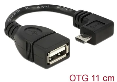 Image de Delock 83104 USB Kabel Delock A -> Micro-B 90°OTG BU/St 0.11m sw